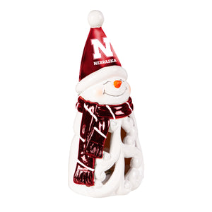 Nebraska Cornhuskers Statue 8 Inch LED Snowman - Evergreen Enterprises