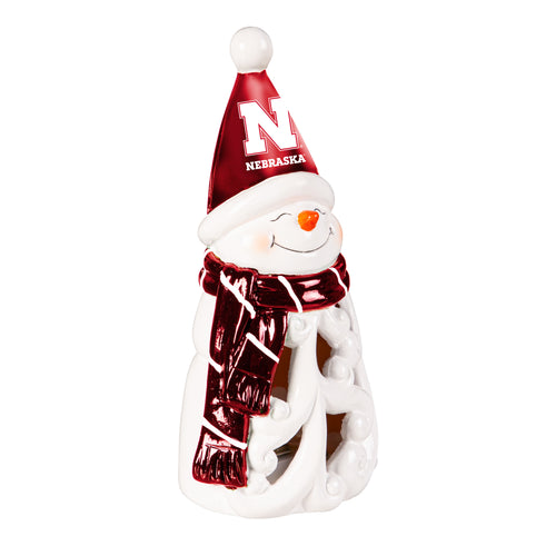 Nebraska Cornhuskers Statue 8 Inch LED Snowman - Evergreen Enterprises