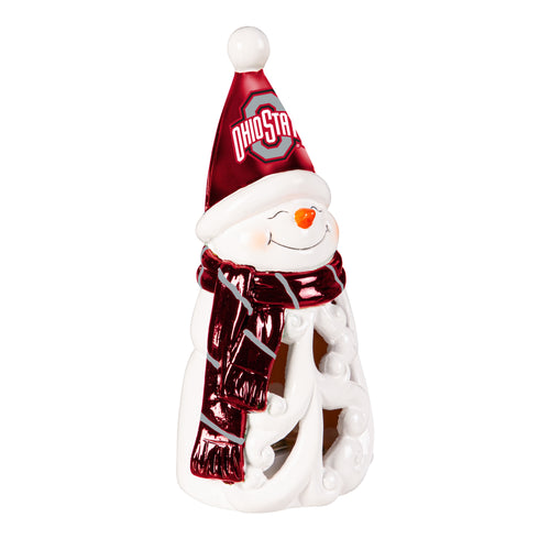 Ohio State Buckeyes Statue 8 Inch LED Snowman - Evergreen Enterprises