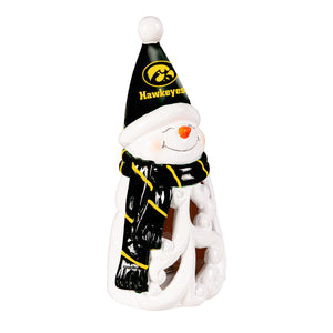 Iowa Hawkeyes Statue 8 Inch LED Snowman - Evergreen Enterprises