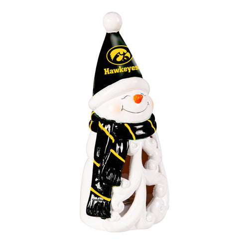 Iowa Hawkeyes Statue 8 Inch LED Snowman - Evergreen Enterprises