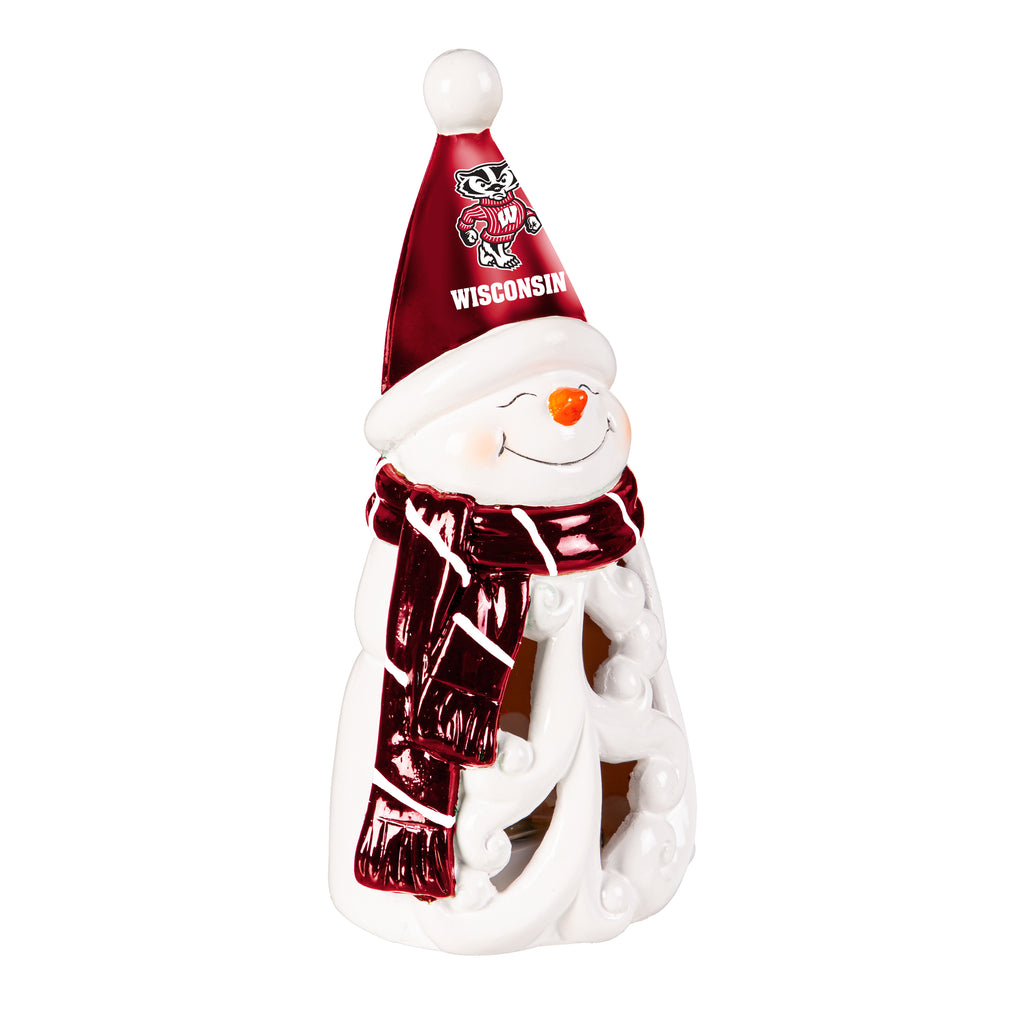 Wisconsin Badgers Statue 8 Inch LED Snowman - Evergreen Enterprises