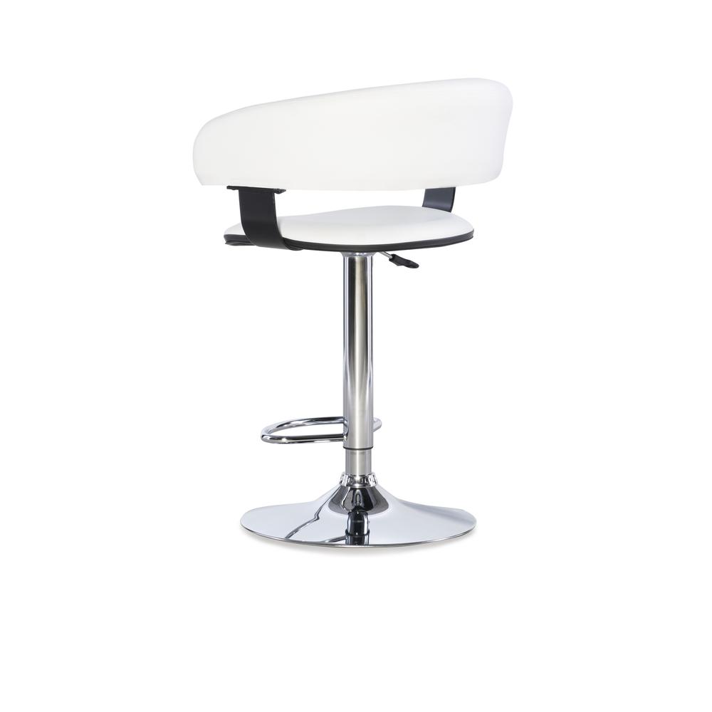 White Faux Leather Barrel & Chrome Adjustable Height Bar Stool - Powell