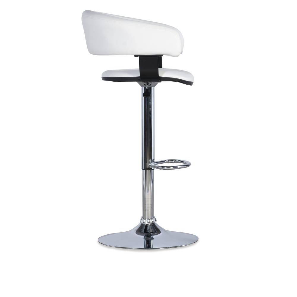 White Faux Leather Barrel & Chrome Adjustable Height Bar Stool - Powell