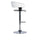 White Faux Leather Barrel & Chrome Adjustable Height Bar Stool - Powell