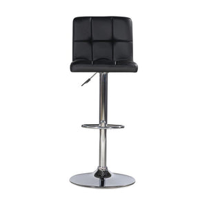 Black Quilted Faux Leather & Chrome Adjustable Height Bar Stool - Powell