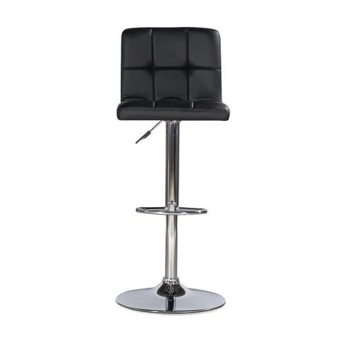 Black Quilted Faux Leather & Chrome Adjustable Height Bar Stool - Powell