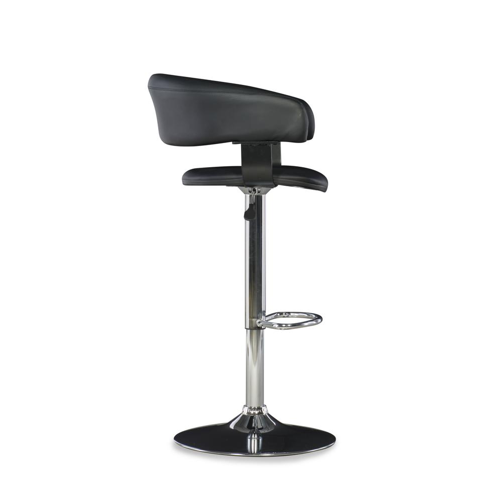 Black Faux Leather Barrel & Chrome Adjustable Height Bar Stool - Powell