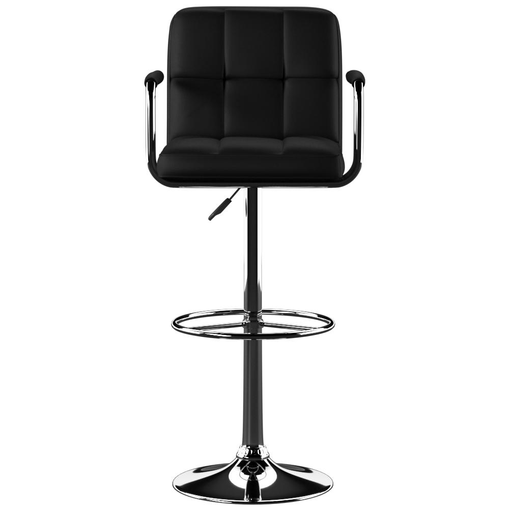 Black and Chrome Quilted Barstool - Powell