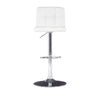 White Quilted Faux Leather & Chrome Adjustable Height Bar Stool - Powell