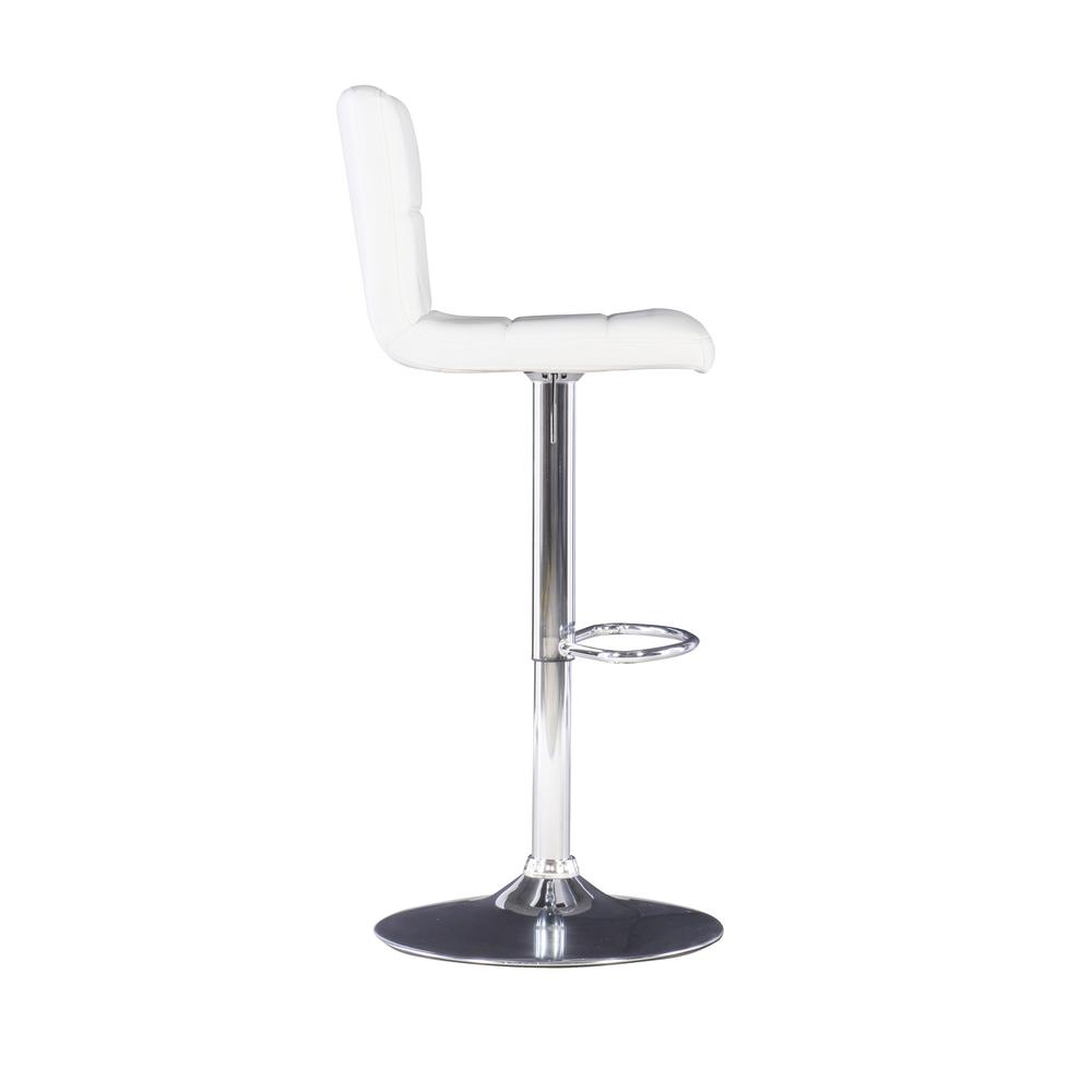 White Quilted Faux Leather & Chrome Adjustable Height Bar Stool - Powell