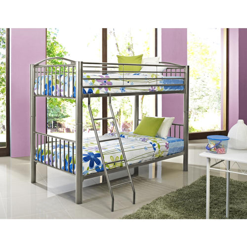 Heavy Metal Pewter Twin Over Twin Bunk Bed - Powell