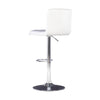 White Quilted Faux Leather & Chrome Adjustable Height Bar Stool - Powell