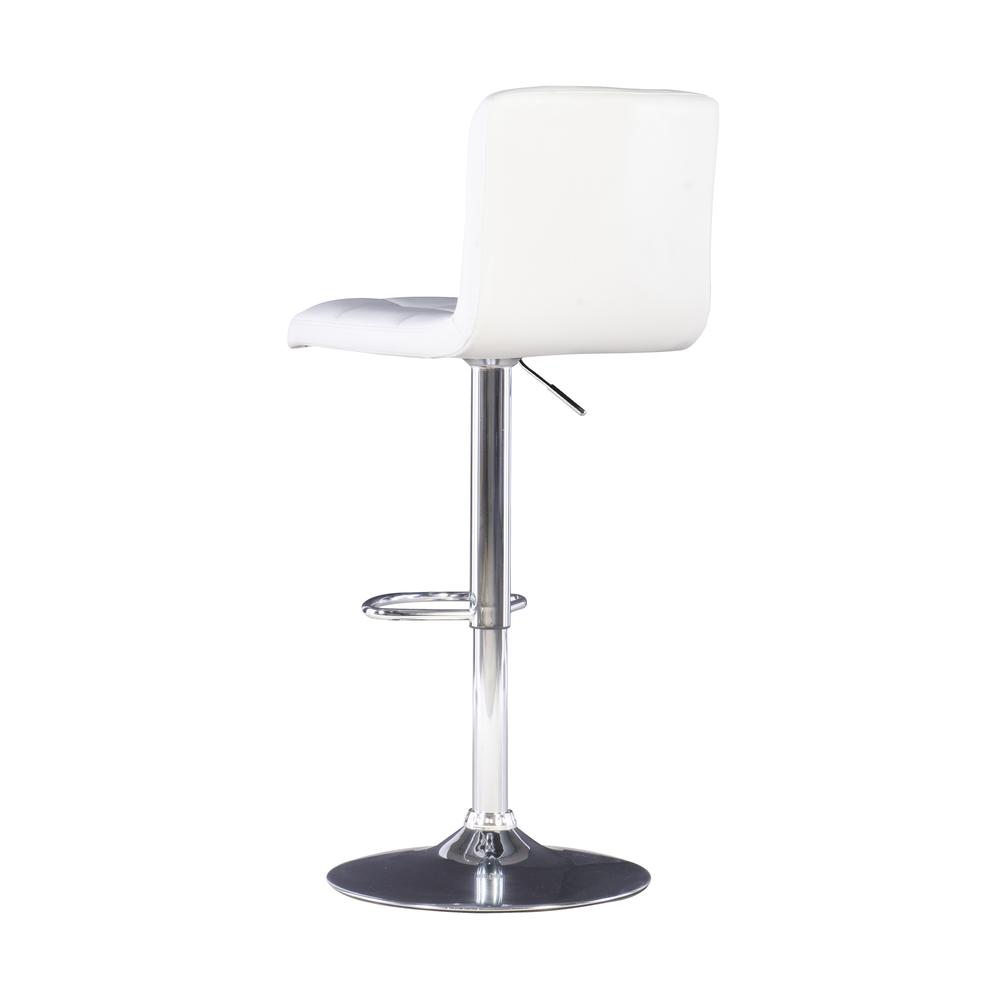 White Quilted Faux Leather & Chrome Adjustable Height Bar Stool - Powell