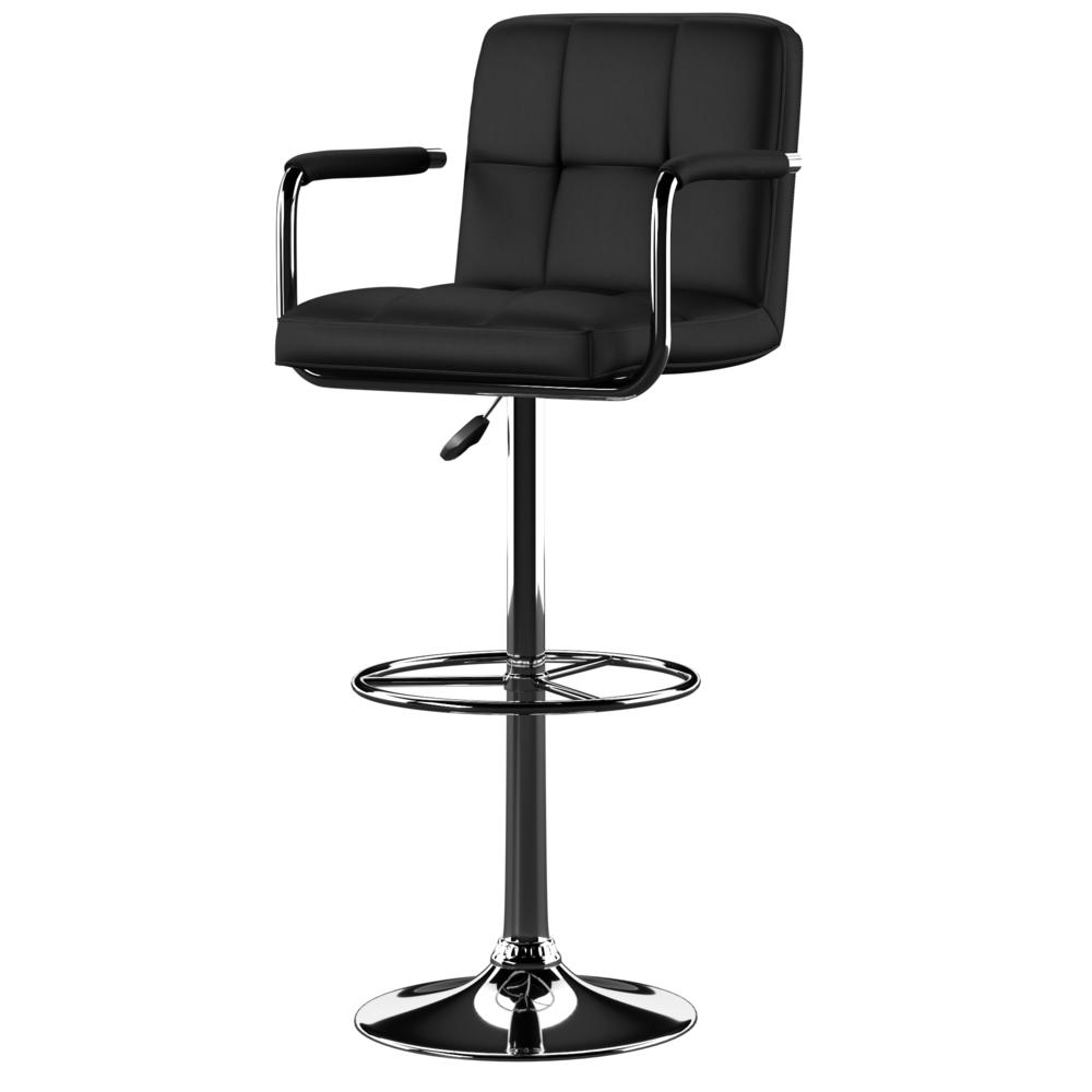 Black and Chrome Quilted Barstool - Powell