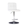 White Quilted Faux Leather & Chrome Adjustable Height Bar Stool - Powell