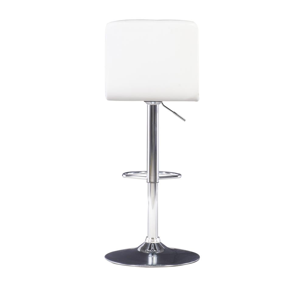 White Quilted Faux Leather & Chrome Adjustable Height Bar Stool - Powell