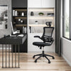 Modern High-Back Mesh Executive Office Chair With Headrest And Flip Up Arms. Color: Black - Techni Mobili