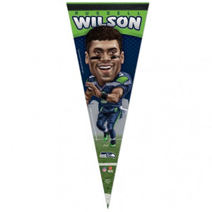 Seattle Seahawks Pennant 12x30 Premium Style Russell Wilson Caricature Design - Special Order - WinCraft