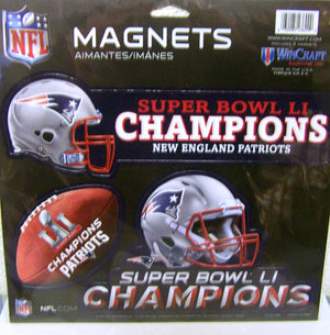 New England Patriots Magnets 11x11 Die Cut Vinyl Set of 3 Super Bowl 51 Champions Design - WinCraft