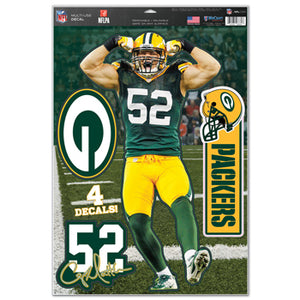 Green Bay Packers Decal 11x17 Multi Use Clay Matthews Design 4 Piece CO - WinCraft