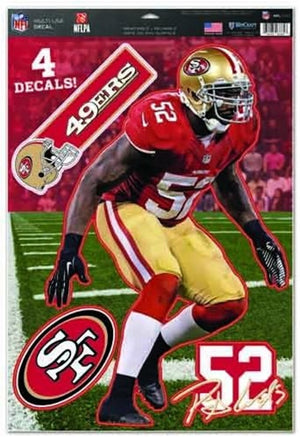San Francisco 49ers Decal 11x17 Multi Use Patrick Willis Design - WinCraft