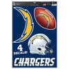 Los Angeles Chargers Decal 11x17 Multi Use Cut to Logo 4 Piece - Special Order - WinCraft
