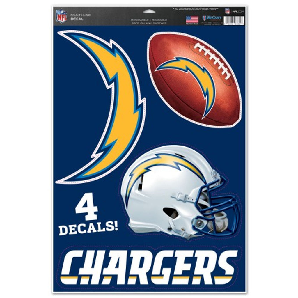 Los Angeles Chargers Decal 11x17 Multi Use Cut to Logo 4 Piece - Special Order - WinCraft