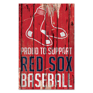 Boston Red Sox Sign 11x17 Wood Proud to Support Design - WinCraft
