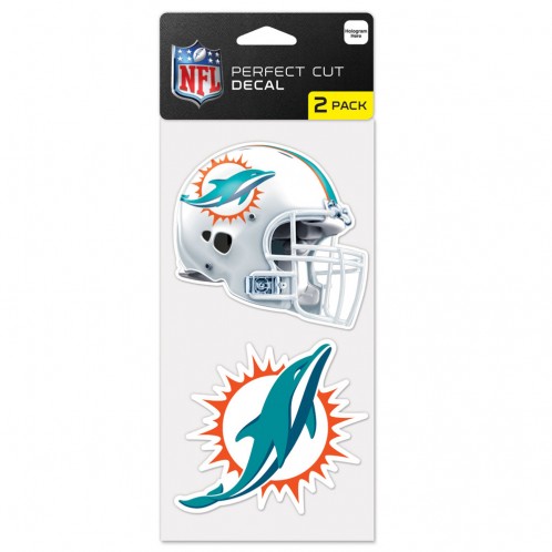 Miami Dolphins Decal 4x4 Perfect Cut Set of 2 - WinCraft