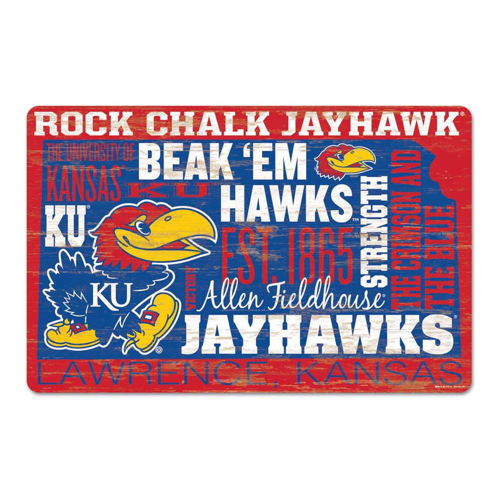 Kansas Jayhawks Sign 11x17 Wood Wordage - WinCraft