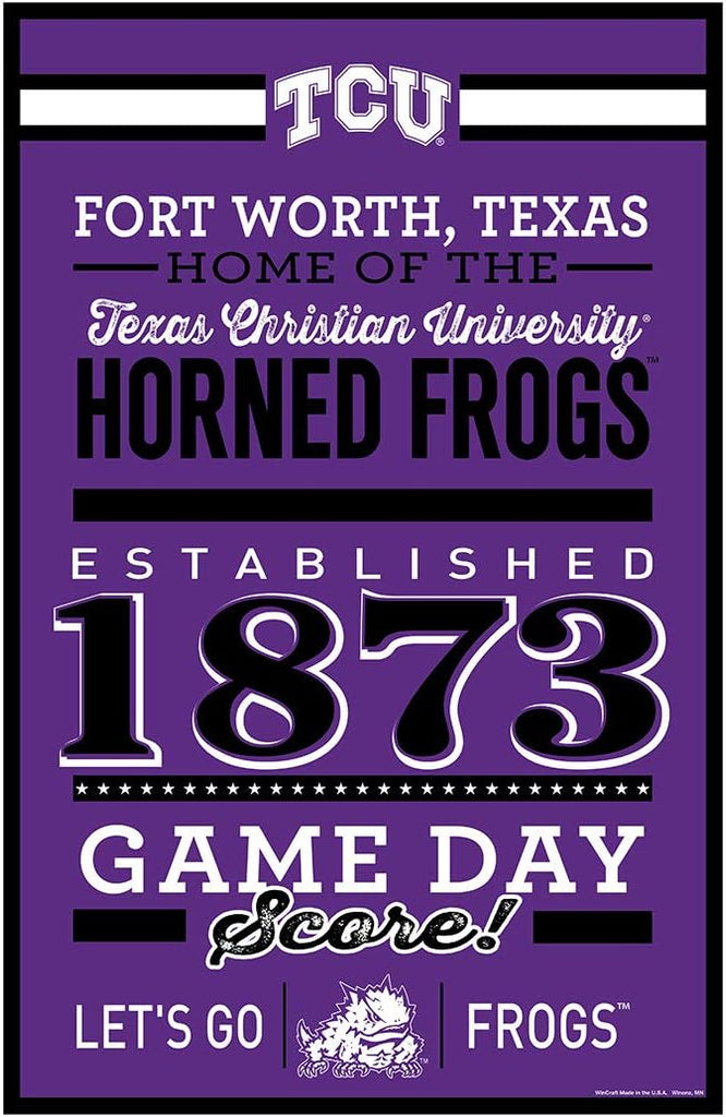 TCU Horned Frogs Sign 11x17 Wood Established - WinCraft