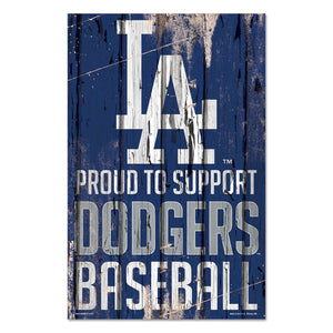 Los Angeles Dodgers Sign 11x17 Wood Proud to Support Design - WinCraft