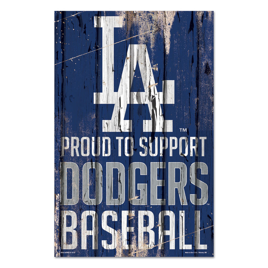 Los Angeles Dodgers Sign 11x17 Wood Proud to Support Design - WinCraft