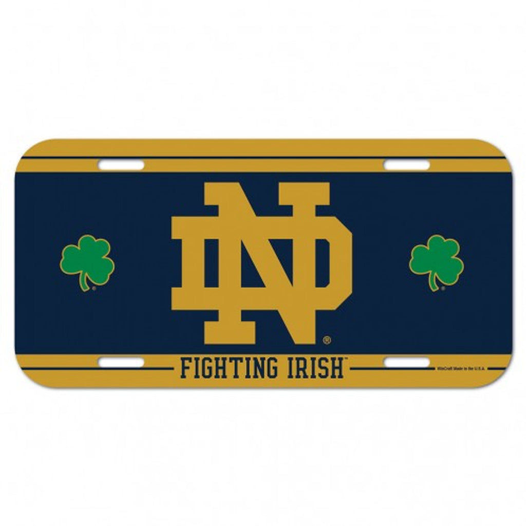 Notre Dame Fighting Irish License Plate Plastic Shamrocks Design - WinCraft