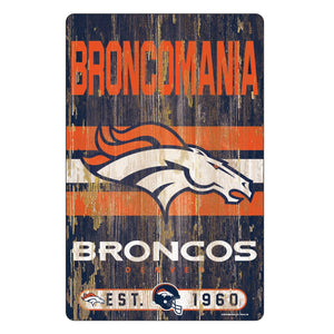 Denver Broncos Sign 11x17 Wood Slogan Design - WinCraft