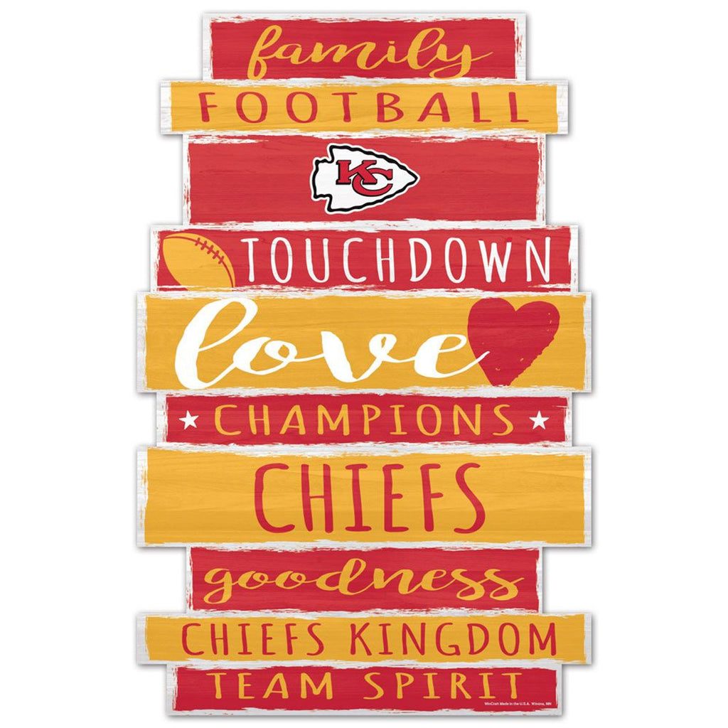 Kansas City Chiefs Sign 11x17 Wood Family Word Design - WinCraft