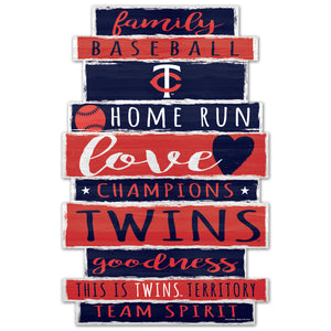 Minnesota Twins Sign 11x17 Wood Family Word - WinCraft