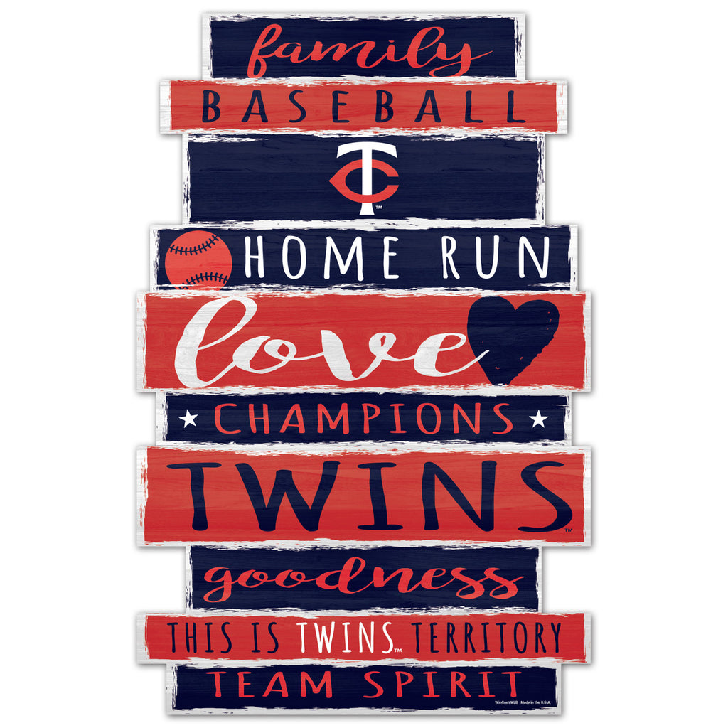 Minnesota Twins Sign 11x17 Wood Family Word - WinCraft