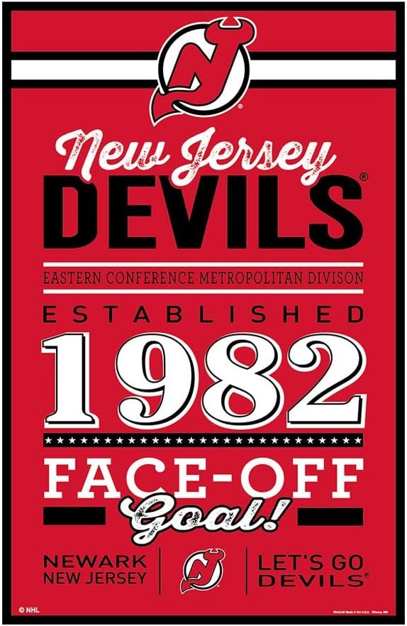 New Jersey Devils Sign 11x17 Wood Established Design - WinCraft