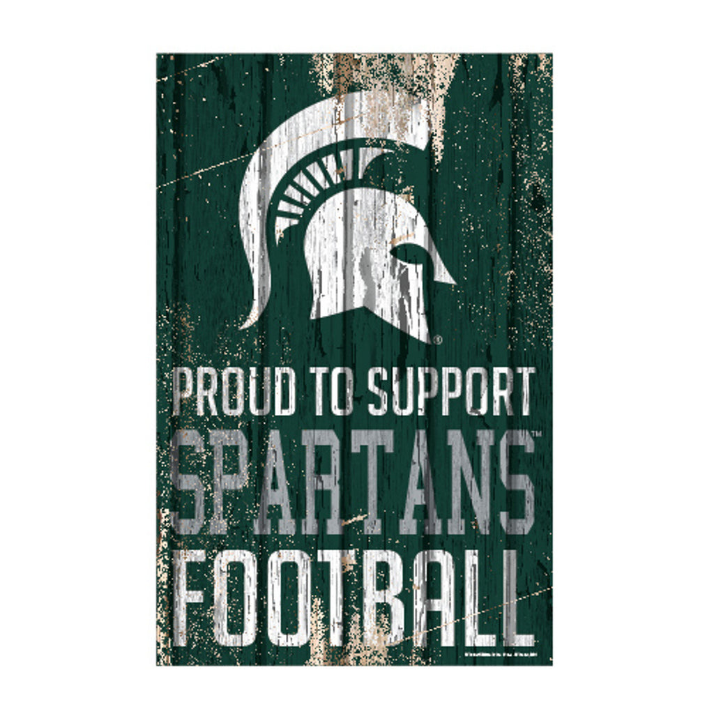 Michigan State Spartans Sign 11x17 Wood Proud to Support Design - WinCraft