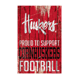 Nebraska Cornhuskers Sign 11x17 Wood Proud to Support Design - WinCraft