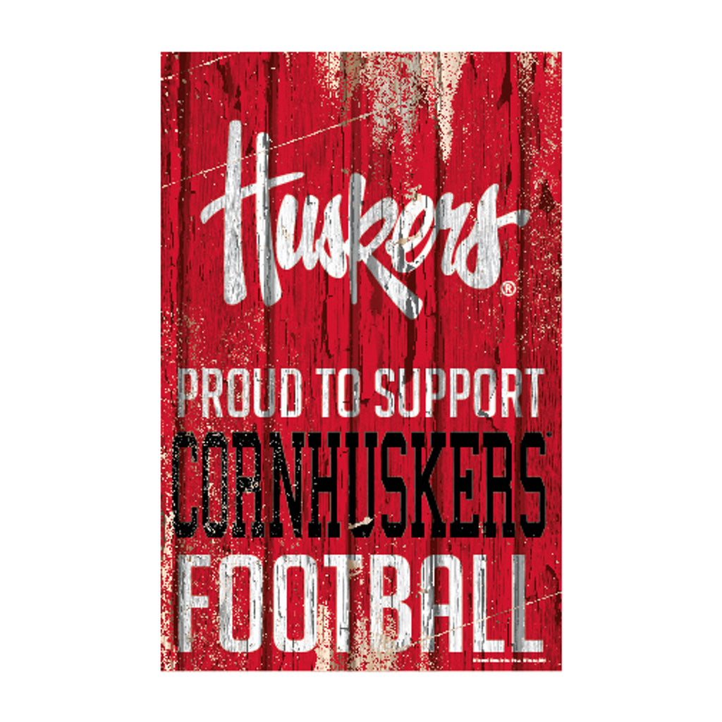 Nebraska Cornhuskers Sign 11x17 Wood Proud to Support Design - WinCraft