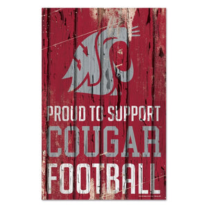 Washington State Cougars Sign 11x17 Wood Proud to Support Design - WinCraft