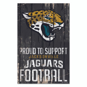 Jacksonville Jaguars Sign 11x17 Wood Proud to Support Design - WinCraft