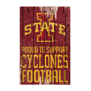 Iowa State Cyclones Sign 11x17 Wood Proud to Support Design - WinCraft