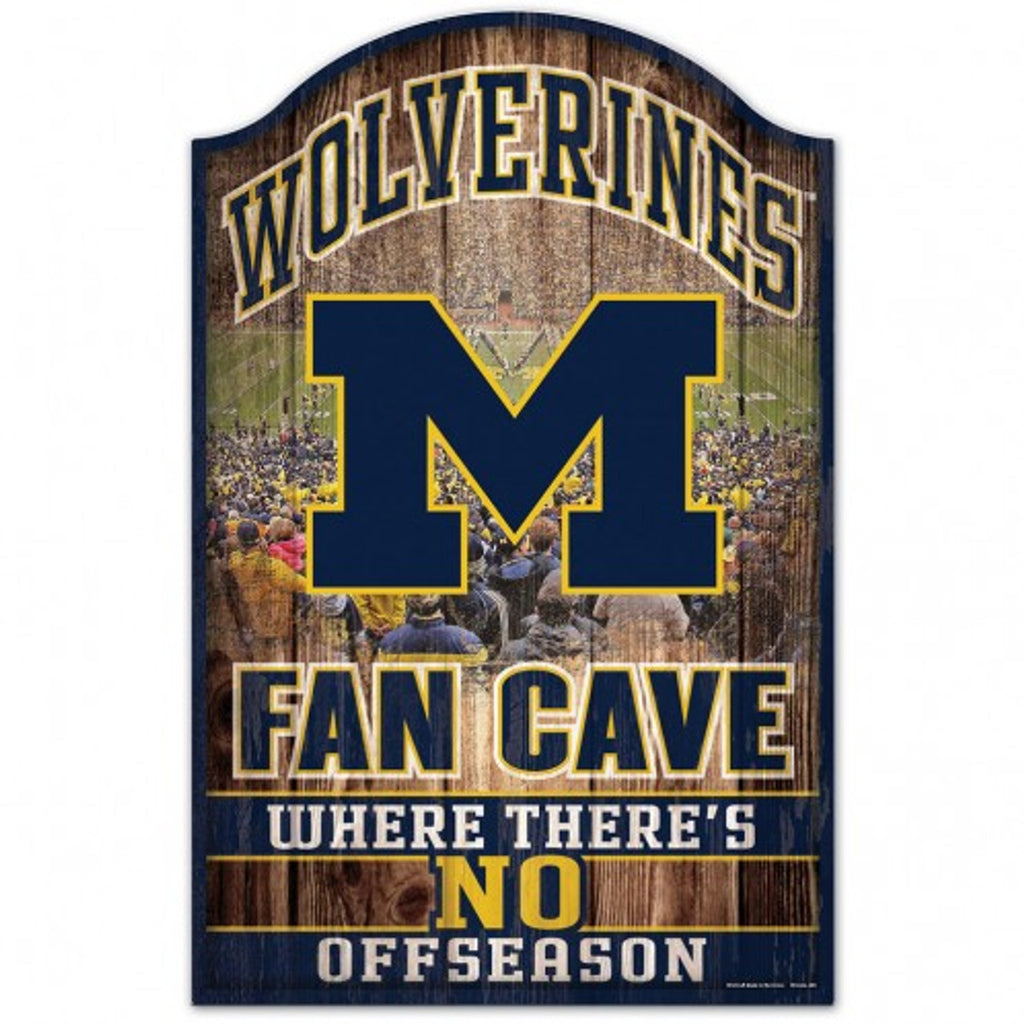 Michigan Wolverines Sign 11x17 Wood Fan Cave Design - WinCraft