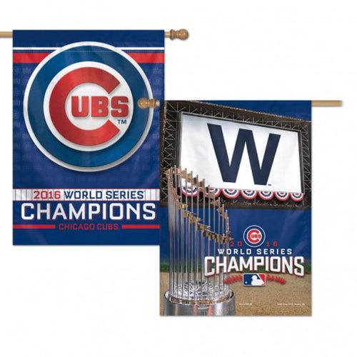 Chicago Cubs Banner 28x40 Vertical 2 Sided 2016 World Series Champs Design CO - WinCraft