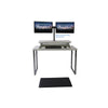 Rocelco 37.5'' Deluxe Height Adjustable Standing Desk Converter with Anti Fatigue Mat BUNDLE - Quick Sit Stand Up Computer Workstation Riser - Large Retractable Keyboard Tray - White (R DADRW-MAFM)