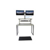 Rocelco 37.5'' Deluxe Height Adjustable Standing Desk Converter with Anti Fatigue Mat BUNDLE - Quick Sit Stand Up Computer Workstation Riser - Large Retractable Keyboard Tray - White (R DADRW-MAFM)